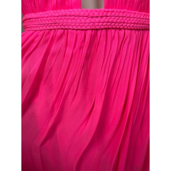 Alice + Olivia Tamar Silk Cutout Slit Braided Wild Pink Maxi Dress Size 2 - Picture 7 of 12